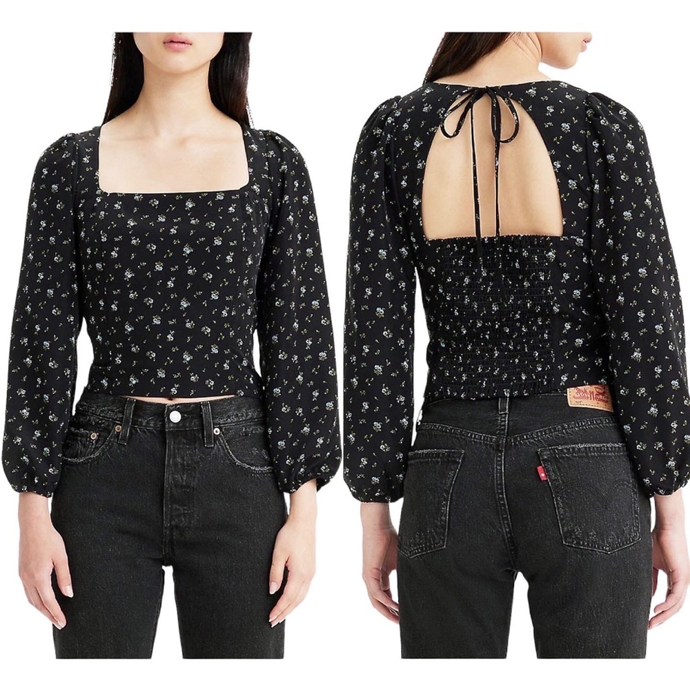 Levi’s Finn Floral Puff-Sleeve Blouse (Size M)